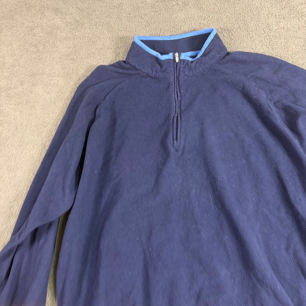 Peter Millar Mens XL Navy Blue Quarter Zip Fleece Pullover Mock Neck Sweater